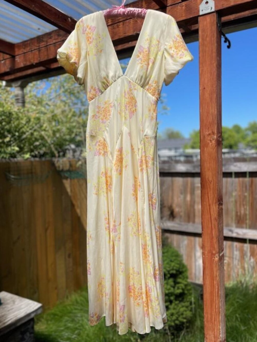Free People Laura Printed Midi Dress in Tea Combo-Size M